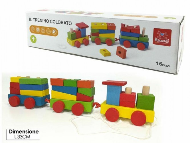 SCATOLA TRENO LEGNO COLORATO